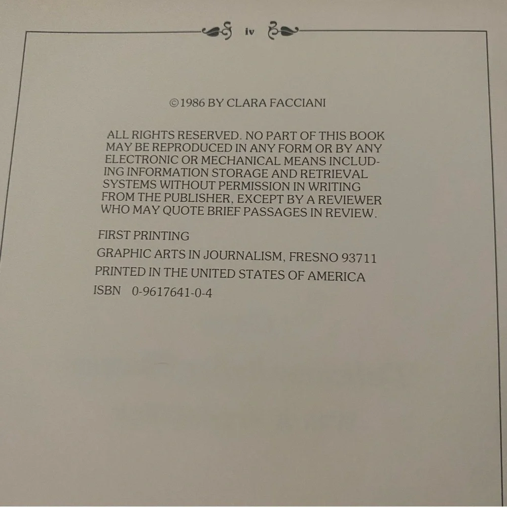 Clara's Delicious Italian Recipes with a Regional Taste by Clara Facciani 1986